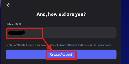 Discord birthdate entry screen